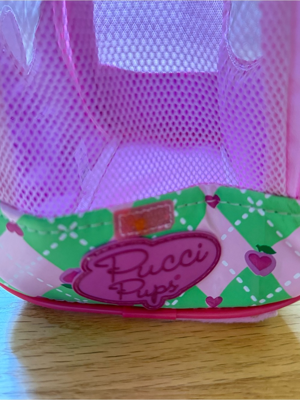 Pink & Green Heart Pattern toy pet carrier tote or purse. - Picture 4 of 7